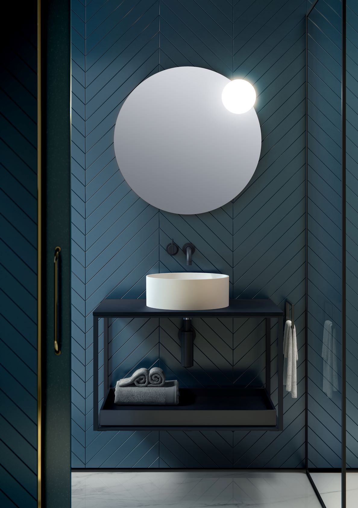 Miroir rond LED en verre et cuivre Ø 70cm - Circ par Estiluz